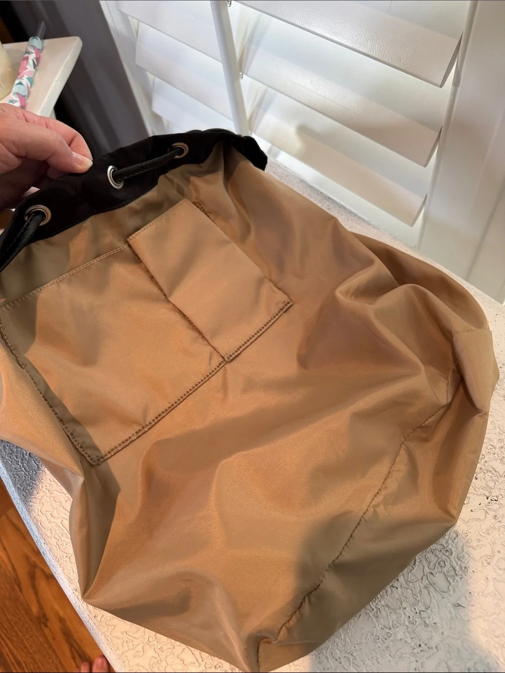 Coach Black Signature Nylon Drawstring Backpack